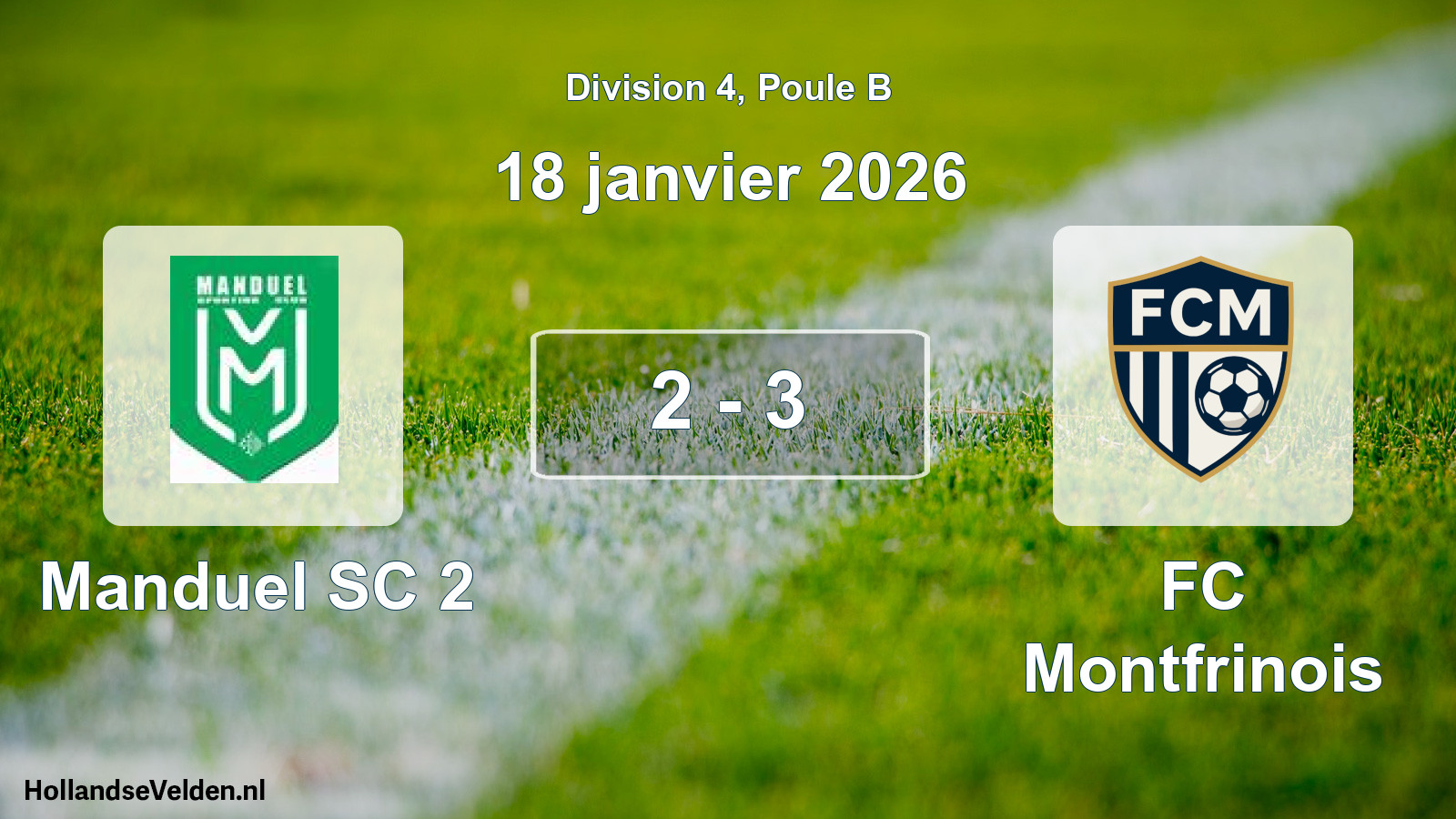 Match joué: Manduel SC 2 - FC Montfrinois 2 - 3 (18 janvier 2026)