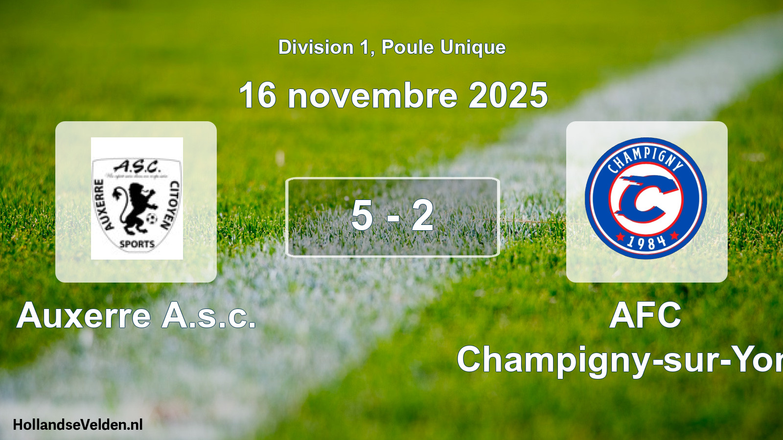 Total number of matches played: Auxerre A.s.c. - AFC Champigny-sur-Yonne 5 - 2 (16 November 2025)