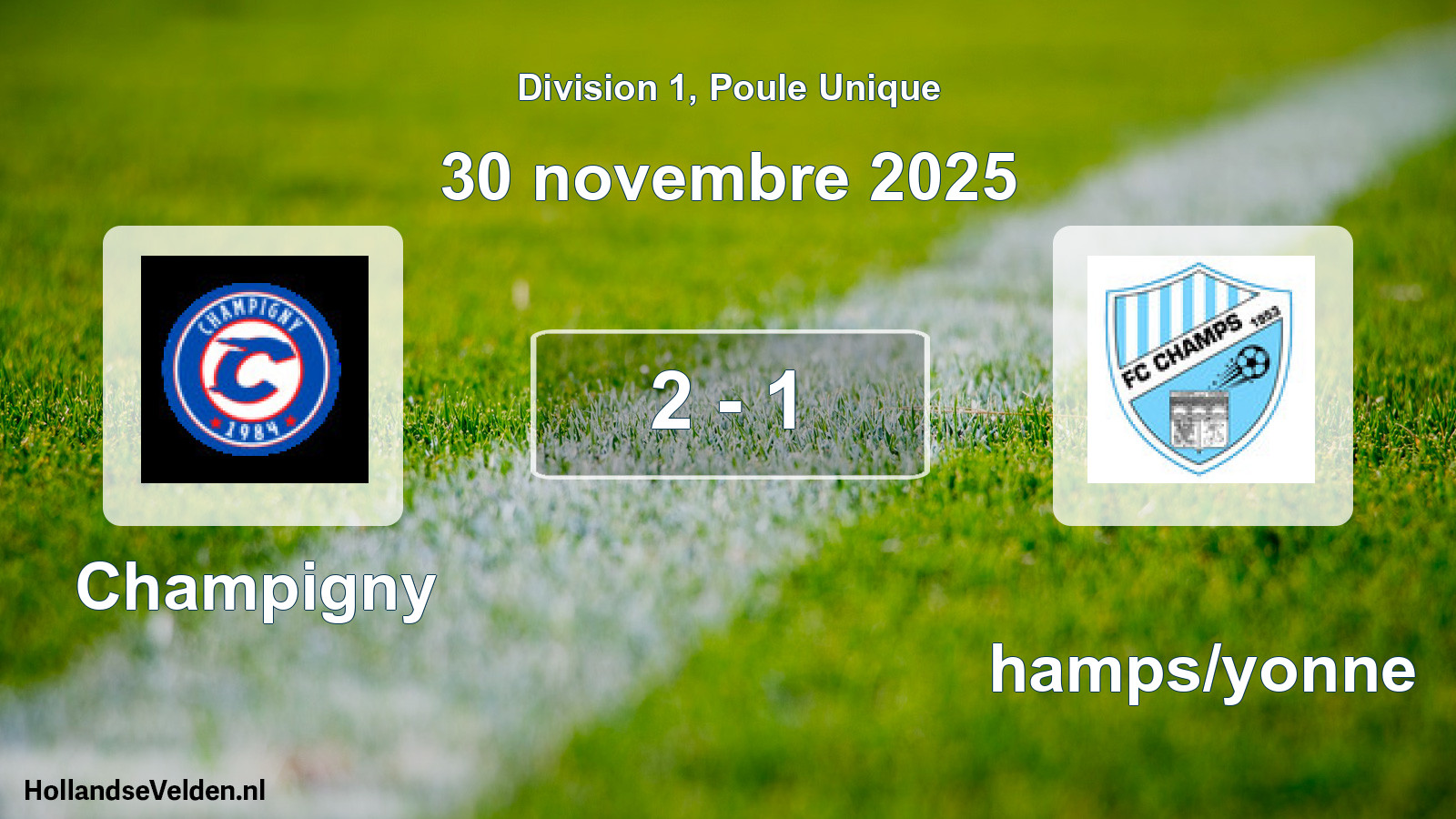 Total number of matches played: AFC Champigny-sur-Yonne - Champs/yonne 2 - 1 (30 November 2025)