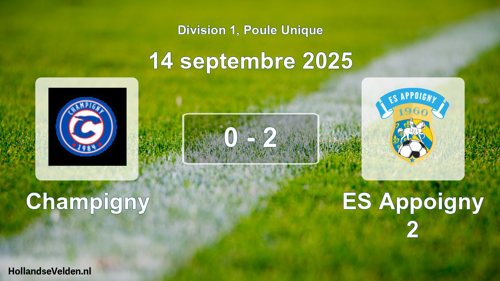 Total number of matches played: AFC Champigny-sur-Yonne - ES Appoigny 2 0 - 2 (14 September 2025)