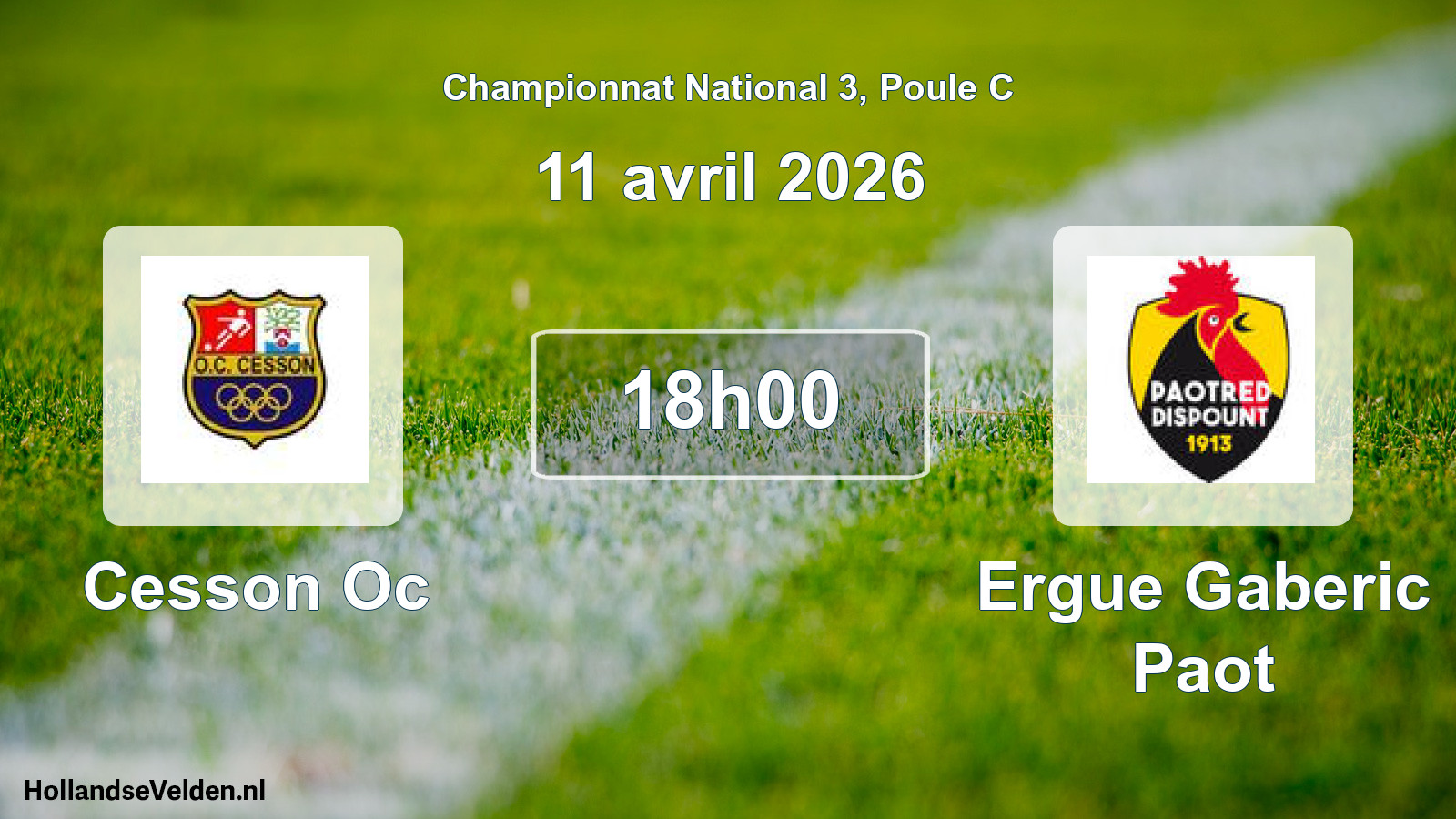 Scheduled Match: Cesson Oc - Ergue Gaberic Paot (11 April 2026)