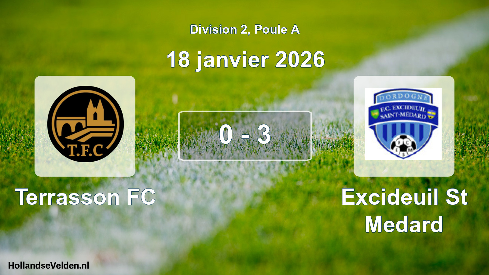 Match joué: Terrasson FC - Excideuil St Medard 0 - 3 (18 janvier 2026)