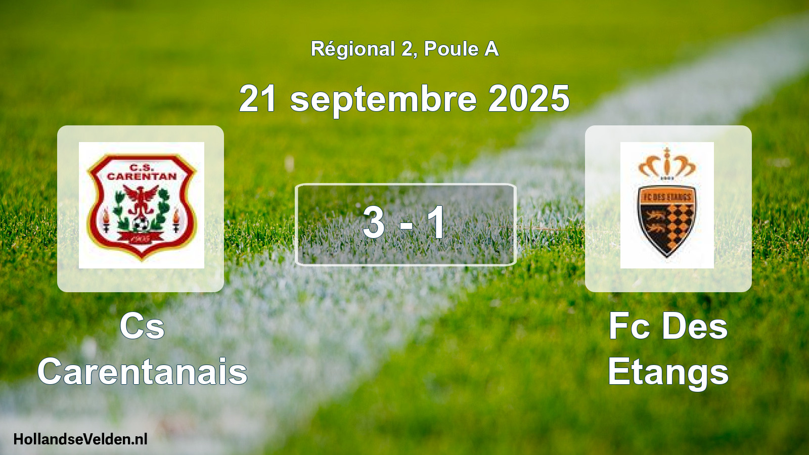 Gespeelde wedstrijd: Cs Carentanais - Fc Des Etangs 3 - 1 (21 septembre 2025)