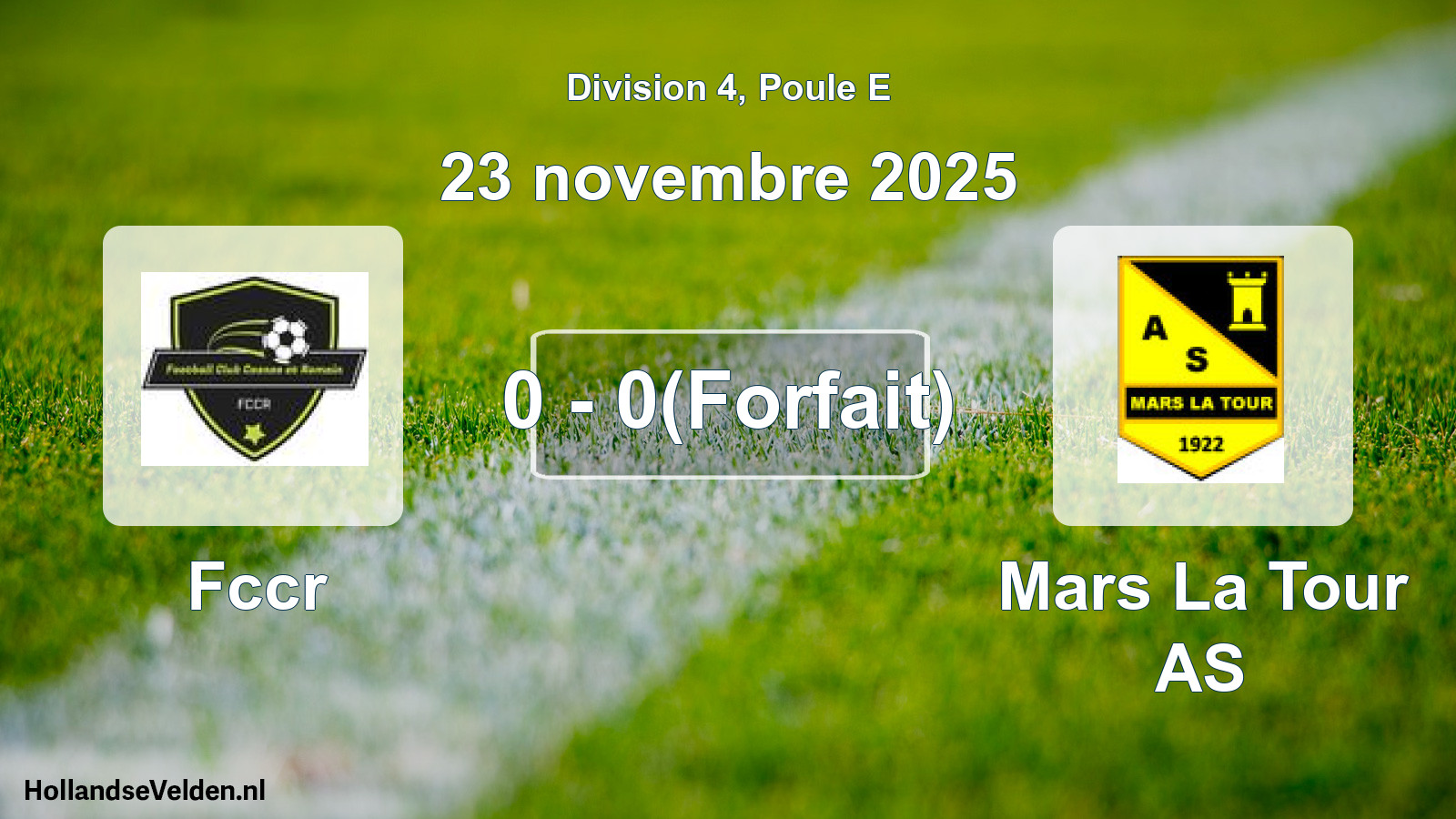 Match joué: Fccr - Mars La Tour AS 0 - 0(Forfait) (23 novembre 2025)