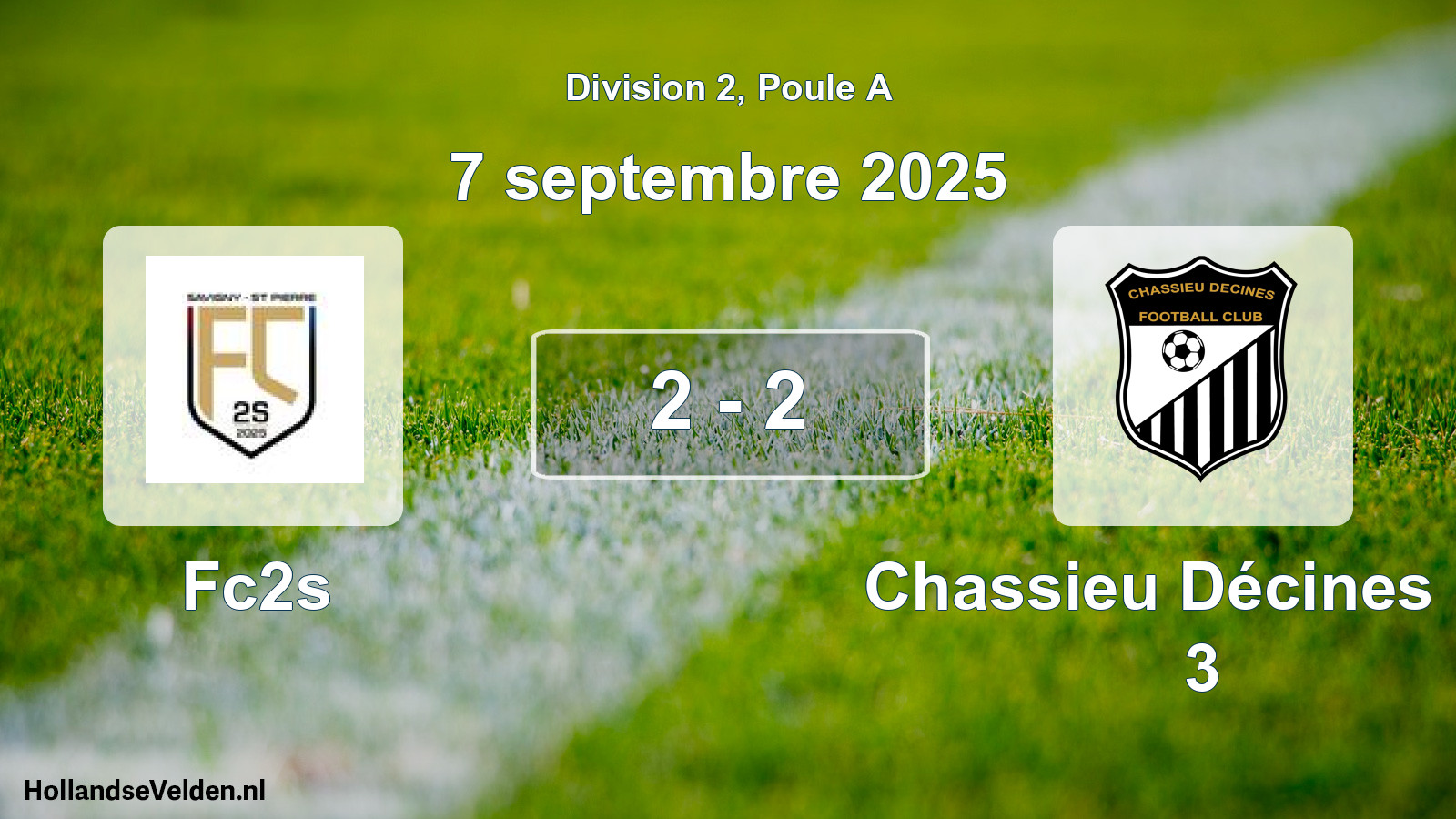 Match joué: Fc2s - Chassieu Décines FC 3 2 - 2 (7 septembre 2025)