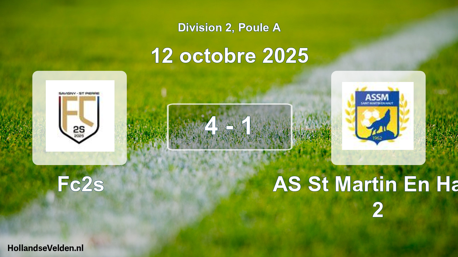 Match joué: Fc2s - AS St Martin En Haut 2 4 - 1 (12 octobre 2025)