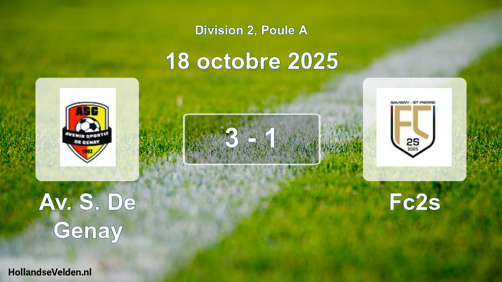 Match joué: Av. S. De Genay - Fc2s 3 - 1 (18 octobre 2025)
