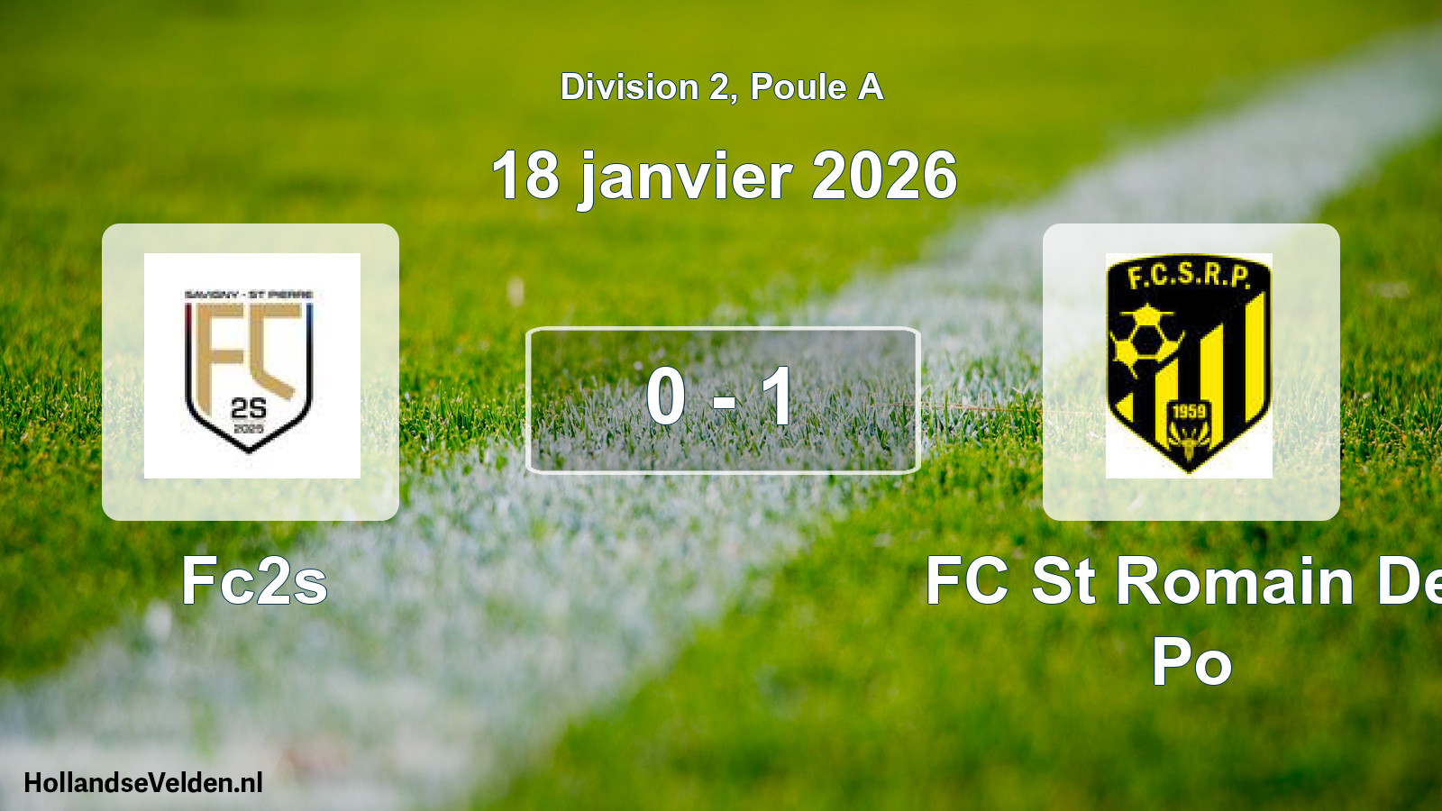 Match joué: Fc2s - FC St Romain De Po 0 - 1 (18 janvier 2026)