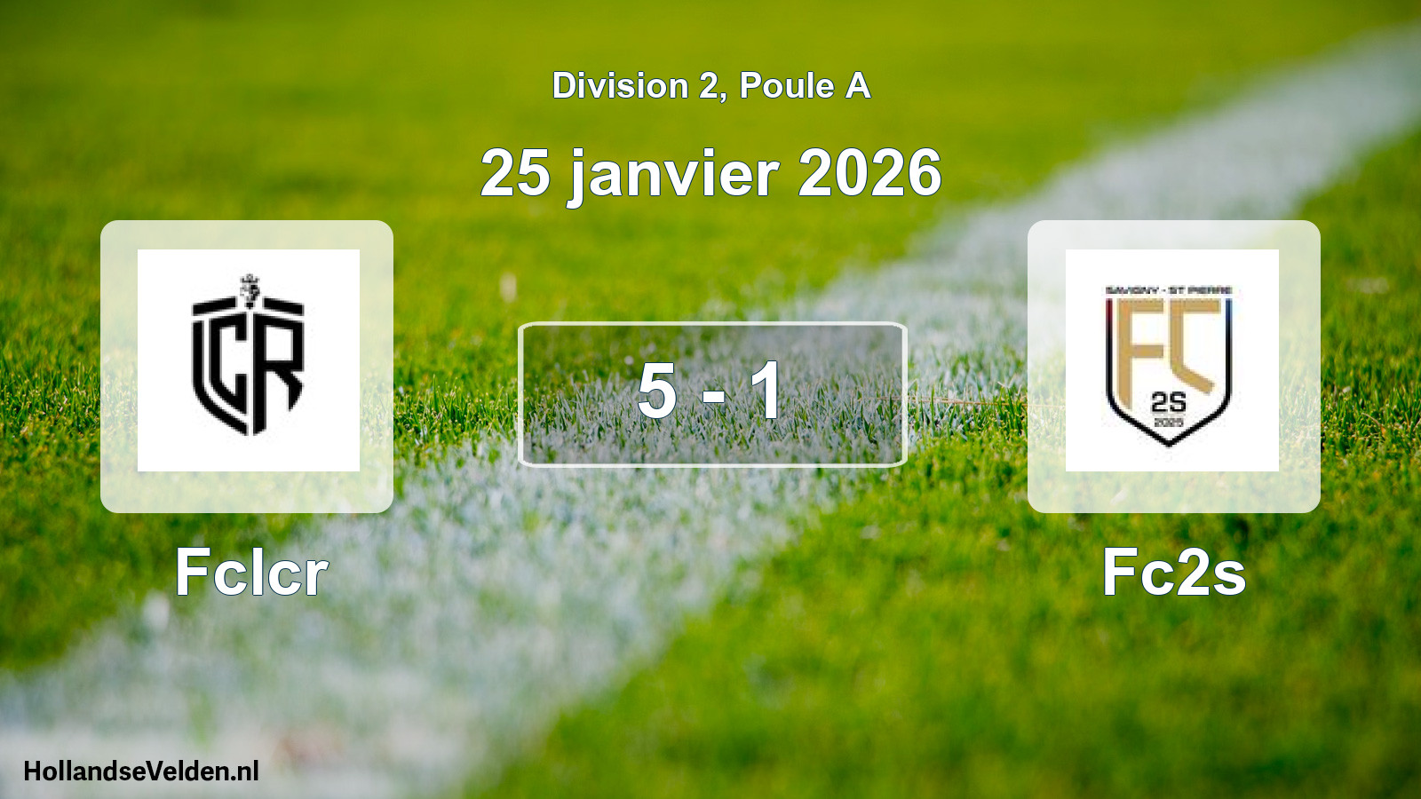 Match joué: Fclcr - Fc2s 5 - 1 (25 janvier 2026)