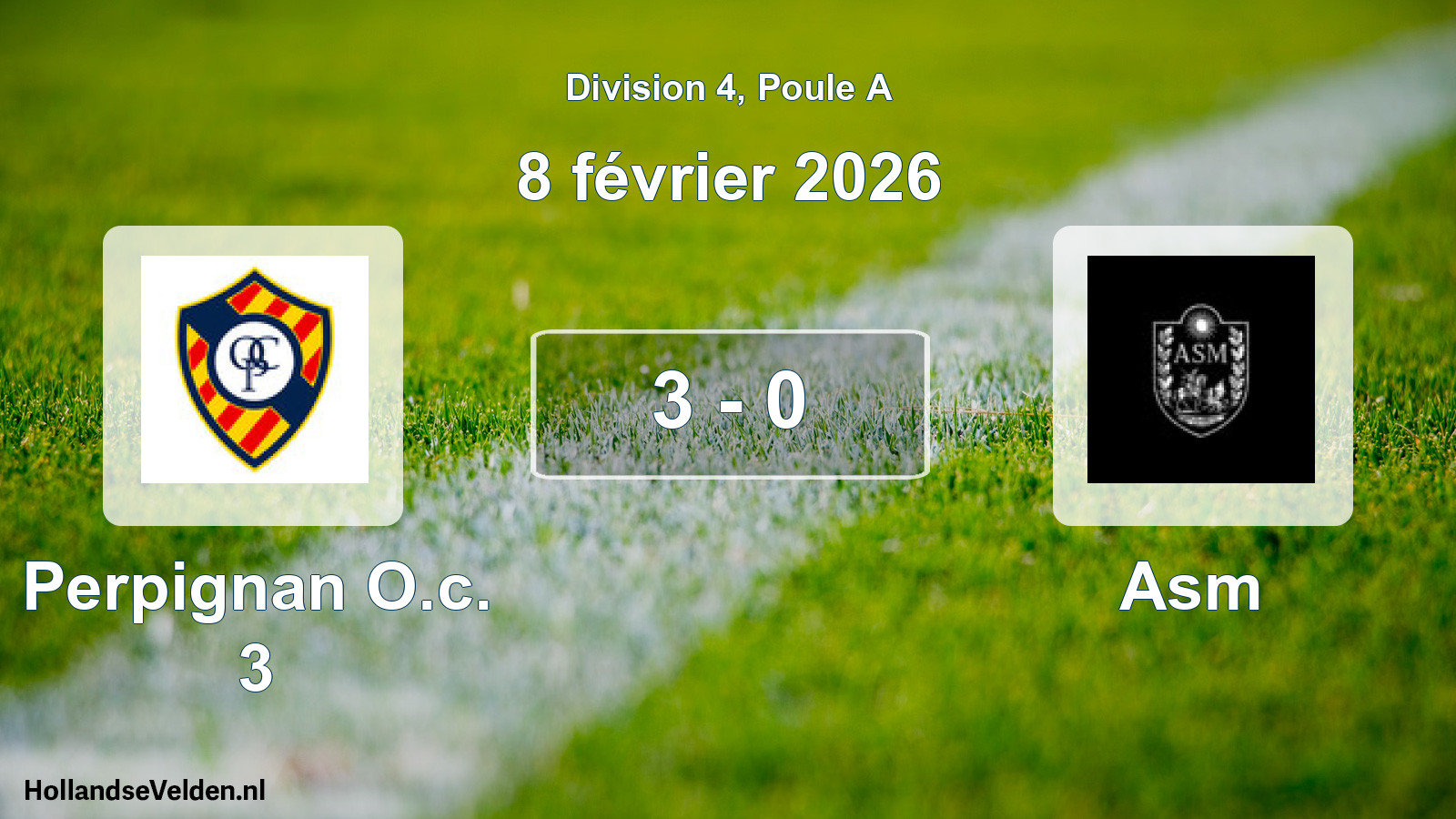 Match joué: Perpignan O.c. 3 - Asm 3 - 0 (8 février 2026)