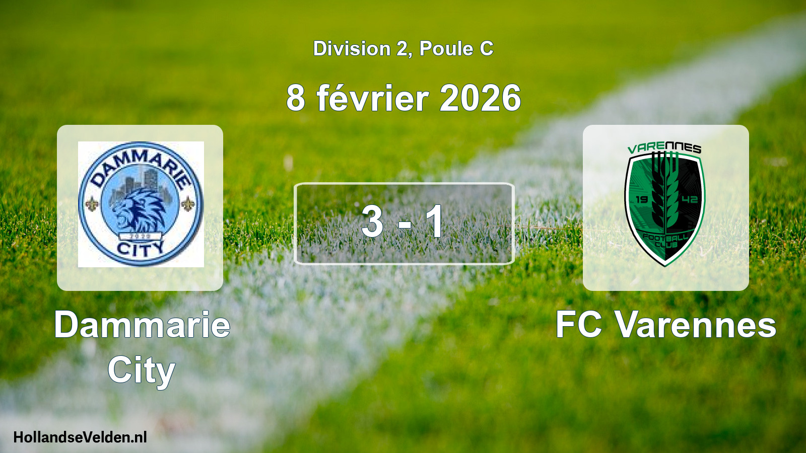 Match joué: Dammarie City - FC Varennes 3 - 1 (8 février 2026)