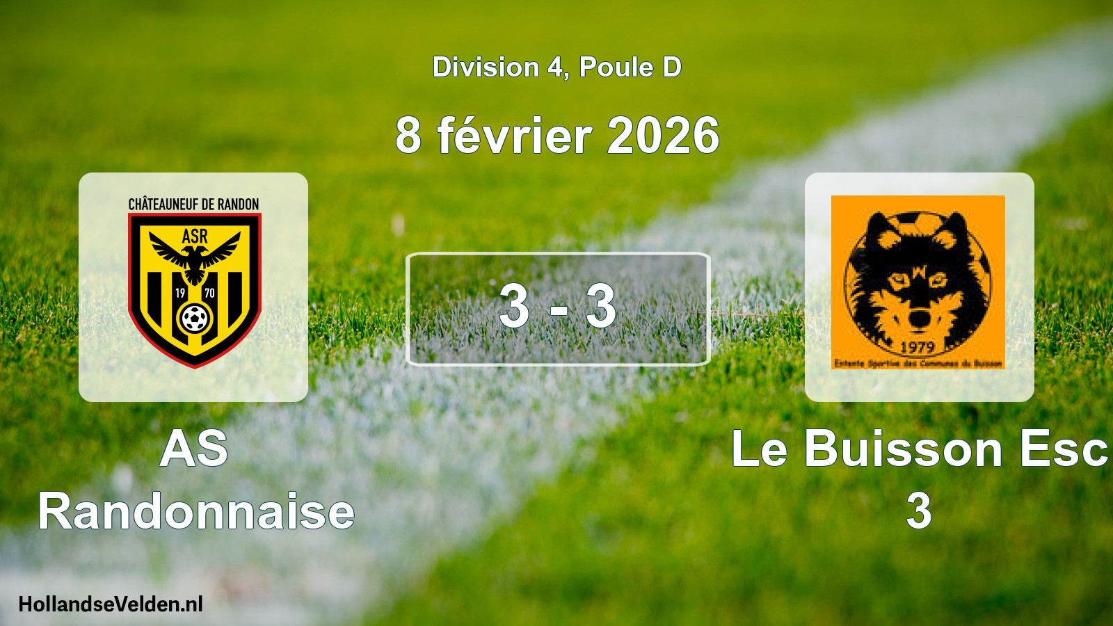 Total number of matches played: AS Randonnaise - Le Buisson Esc 3 3 - 3 (8 February 2026)