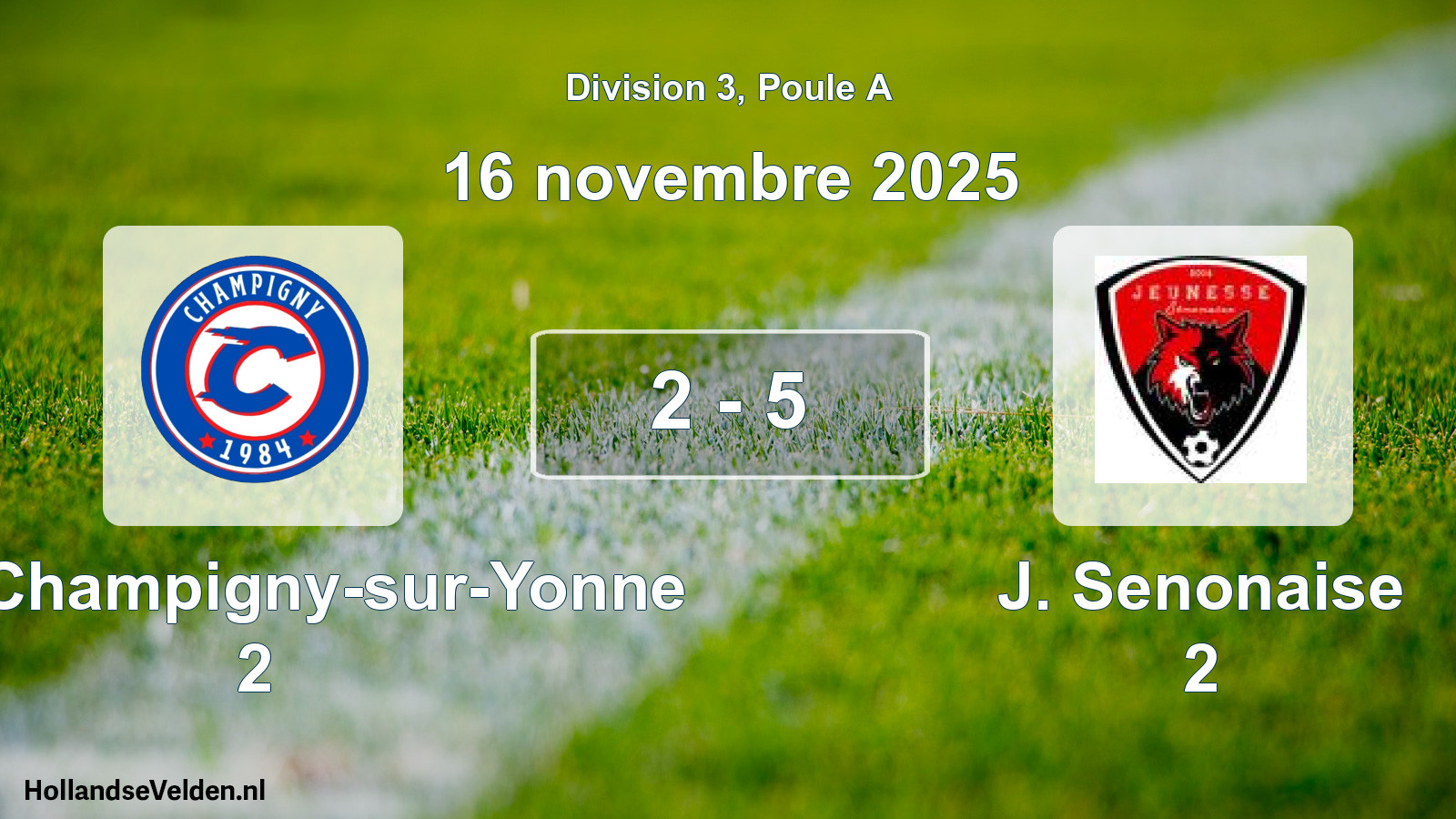 Match joué: AFC Champigny-sur-Yonne 2 - J. Senonaise 2 2 - 5 (16 novembre 2025)