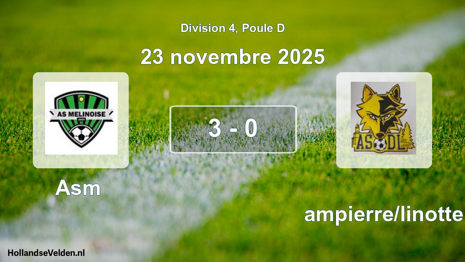 Total number of matches played: Asm - Dampierre/linotte 3 - 0 (23 November 2025)