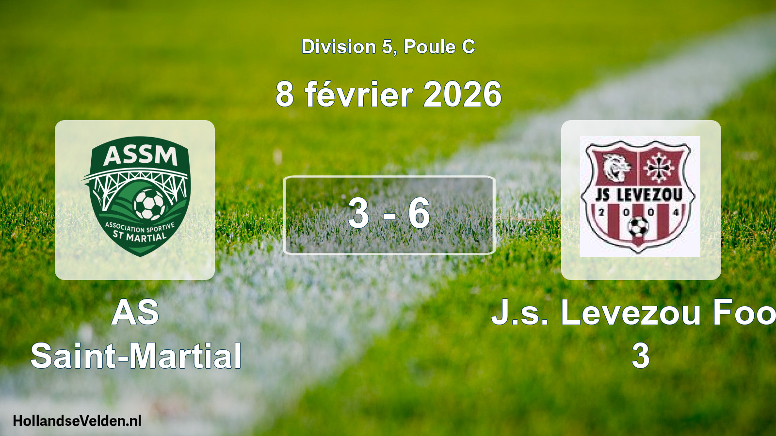 Match joué: AS Saint-Martial - J.s. Levezou Foot 3 3 - 6 (8 février 2026)