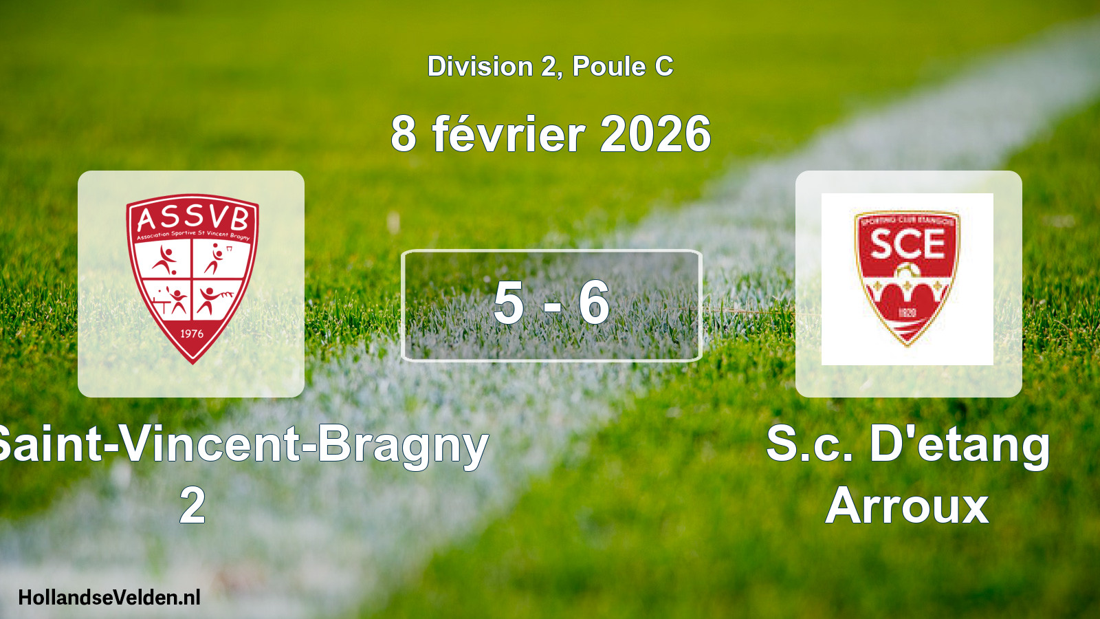 Match joué: AS Saint-Vincent-Bragny 2 - S.c. D'etang Arroux 5 - 6 (8 février 2026)