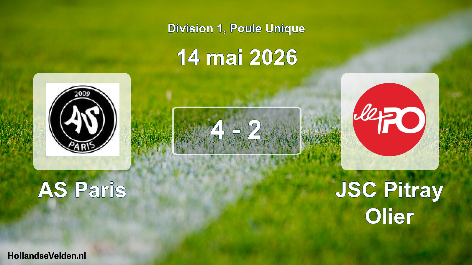 Match joué: AS Paris - JSC Pitray Olier 4 - 2 (14 mai 2026)