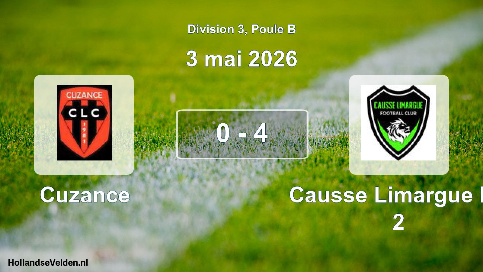 Match joué: Cuzance - Causse Limargue FC 2 0 - 4 (3 mai 2026)