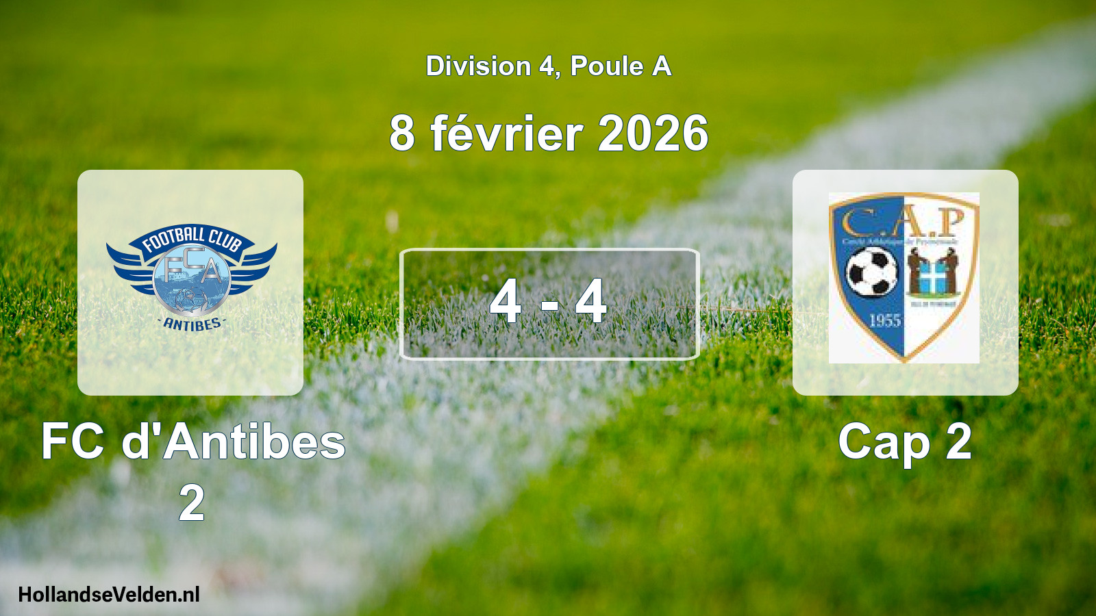 Match joué: FC d'Antibes 2 - Cap 2 4 - 4 (8 février 2026)