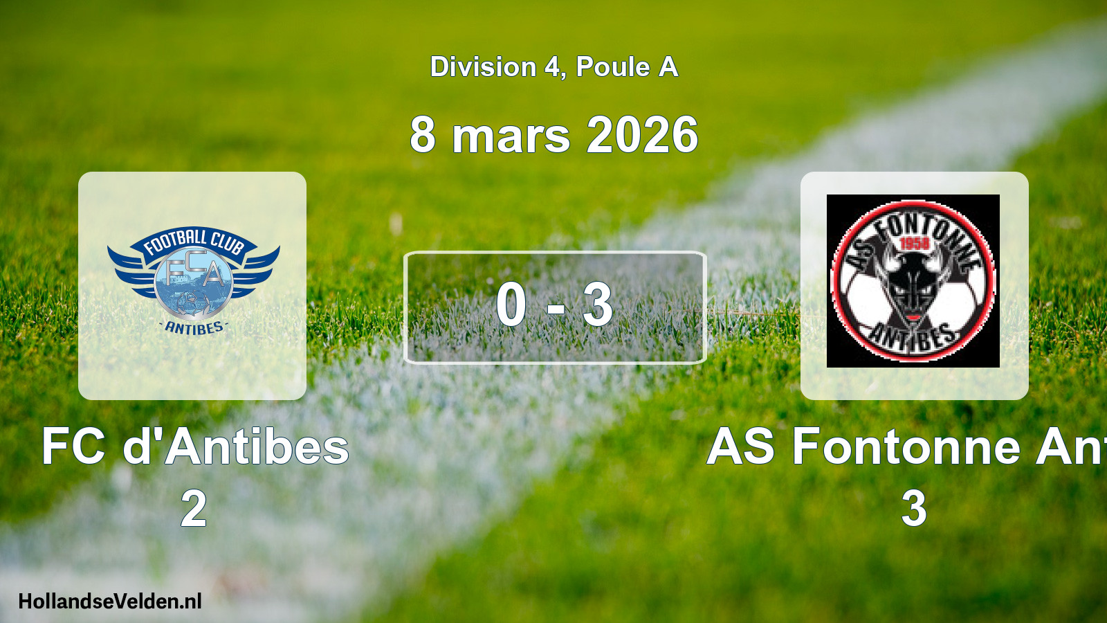 Match joué: FC d'Antibes 2 - AS Fontonne Ant 3 0 - 3 (8 mars 2026)
