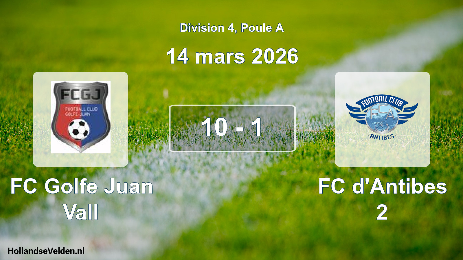 Match joué: FC Golfe Juan Vall - FC d'Antibes 2 10 - 1 (14 mars 2026)