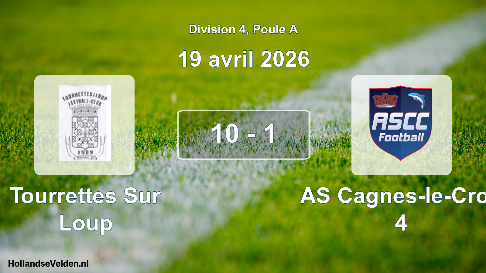 Total number of matches played: Tourrettes Sur Loup - AS Cagnes-le-Cros 4 10 - 1 (19 April 2026)
