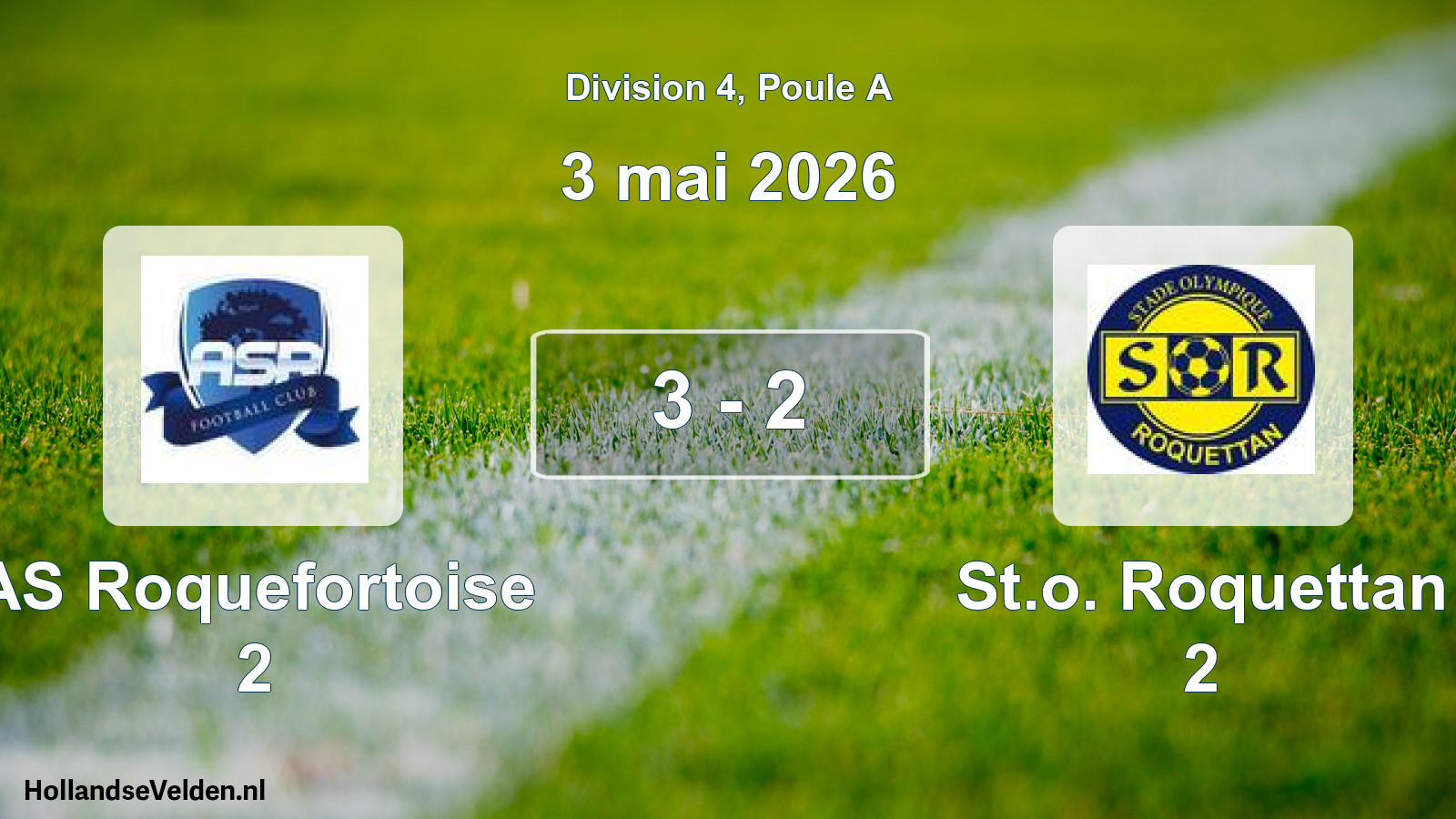 Match joué: AS Roquefortoise 2 - St.o. Roquettan 2 3 - 2 (3 mai 2026)