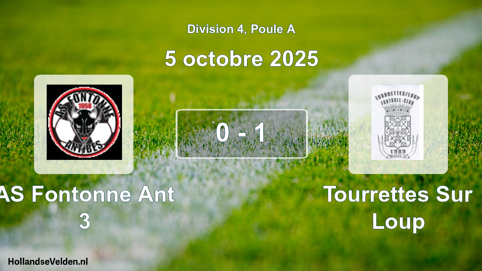 Match joué: AS Fontonne Ant 3 - Tourrettes Sur Loup 0 - 1 (5 octobre 2025)