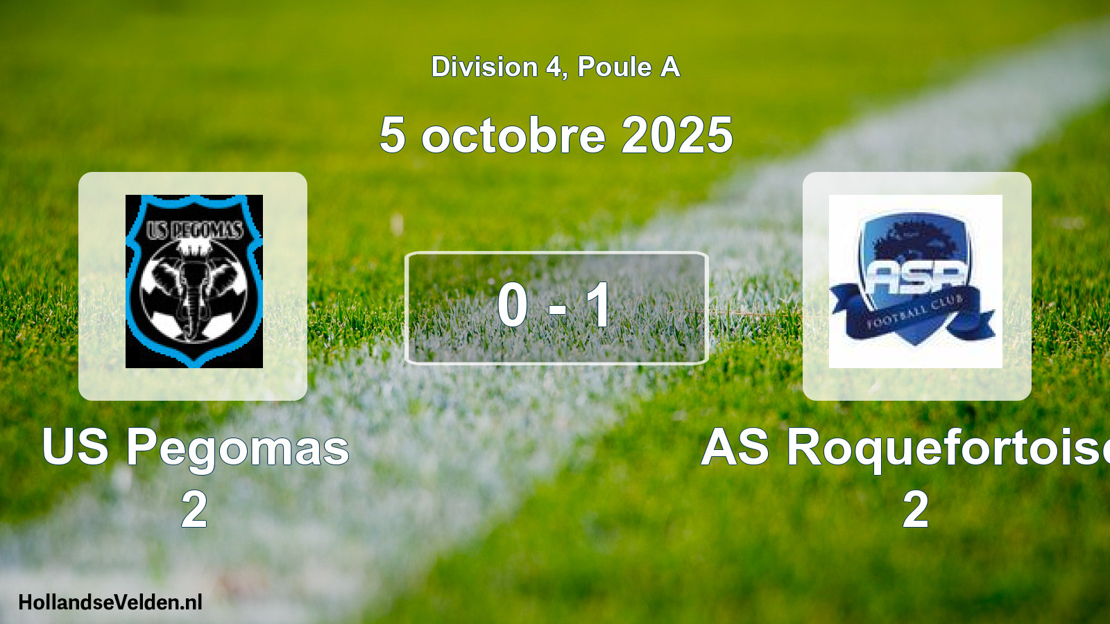 Gespeelde wedstrijd: US Pegomas 2 - AS Roquefortoise 2 0 - 1 (5 oktober 2025)