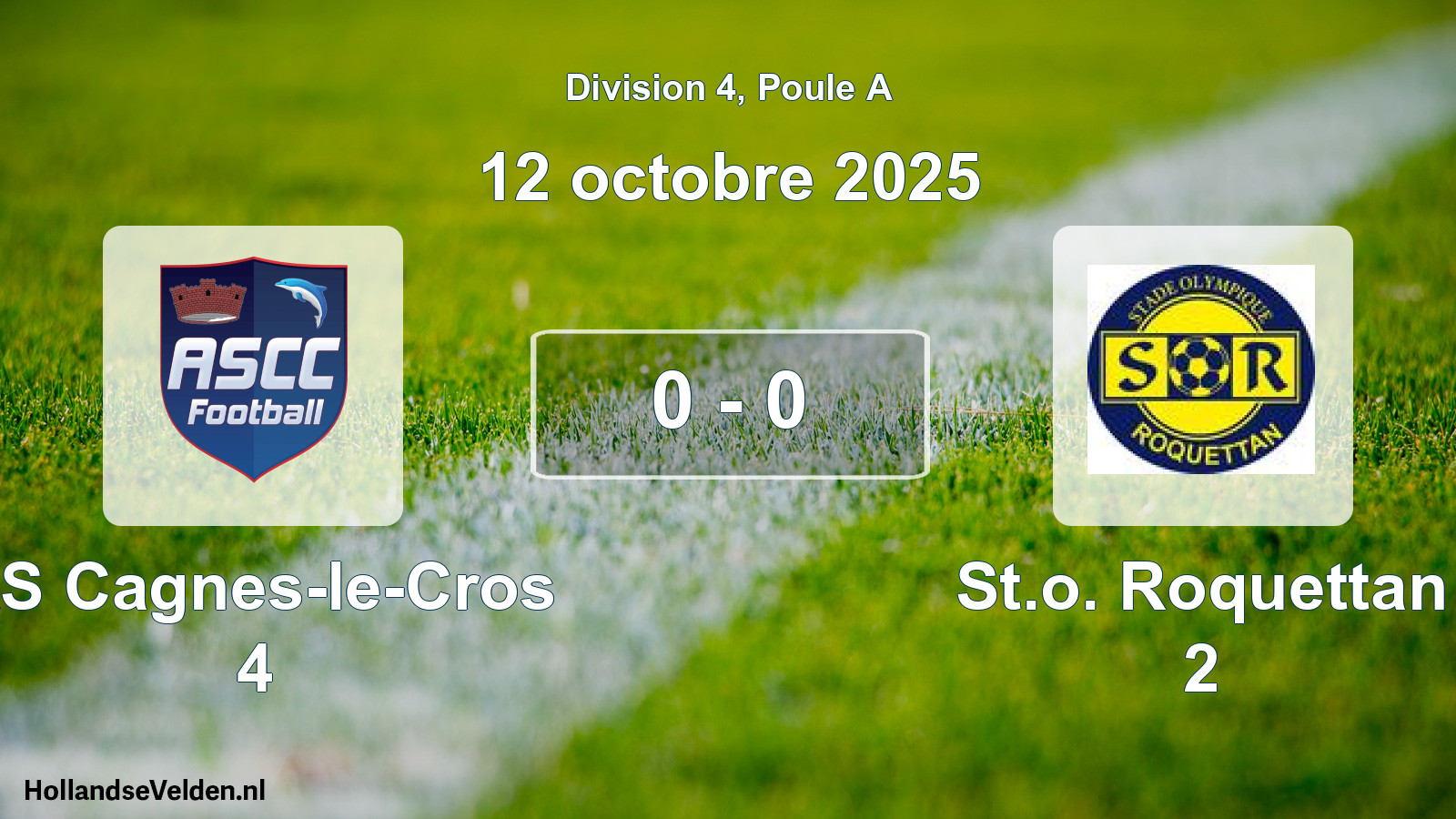 Match joué: AS Cagnes-le-Cros 4 - St.o. Roquettan 2 0 - 0 (12 octobre 2025)