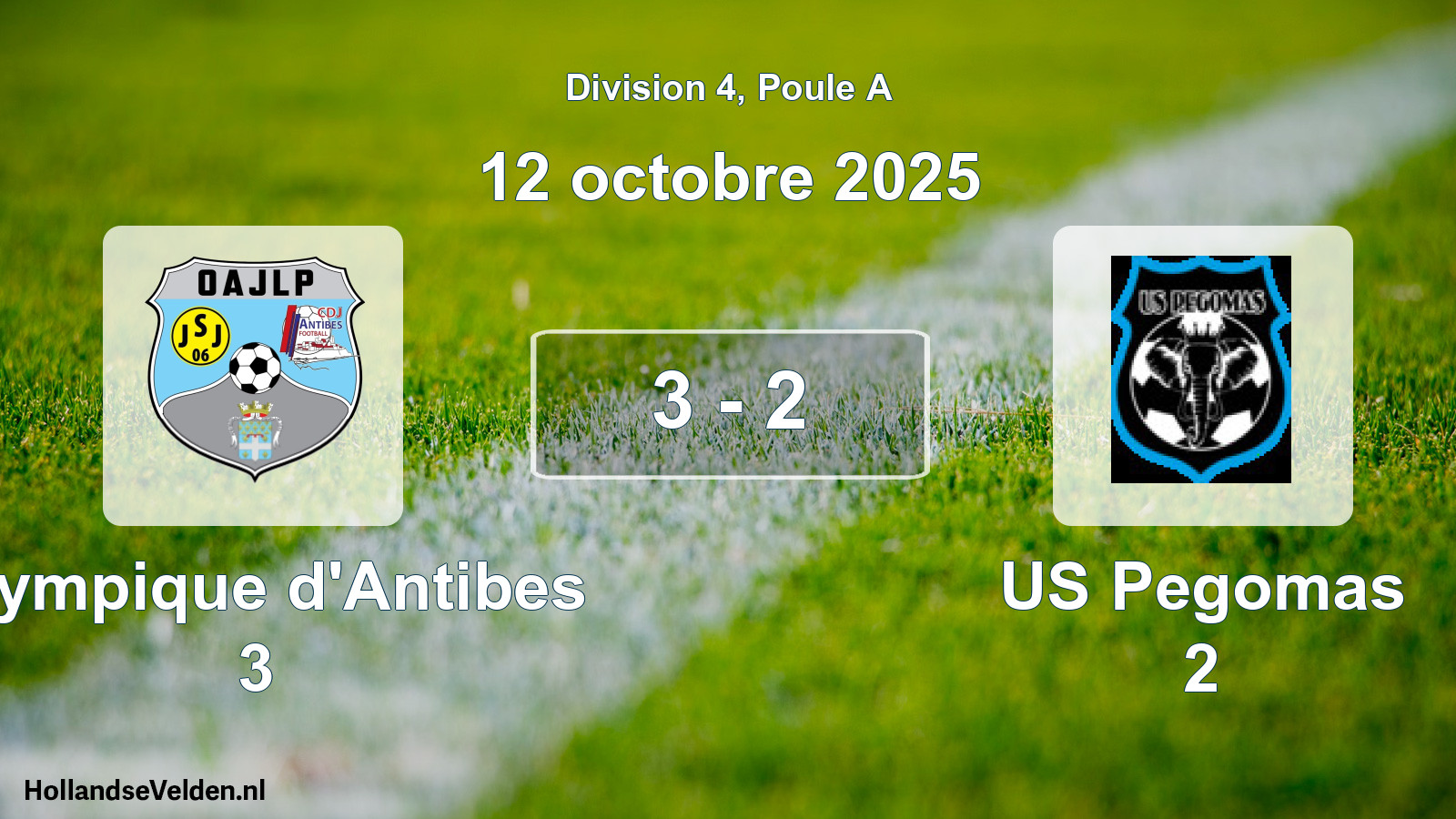 Match joué: Olympique d'Antibes 3 - US Pegomas 2 3 - 2 (12 octobre 2025)