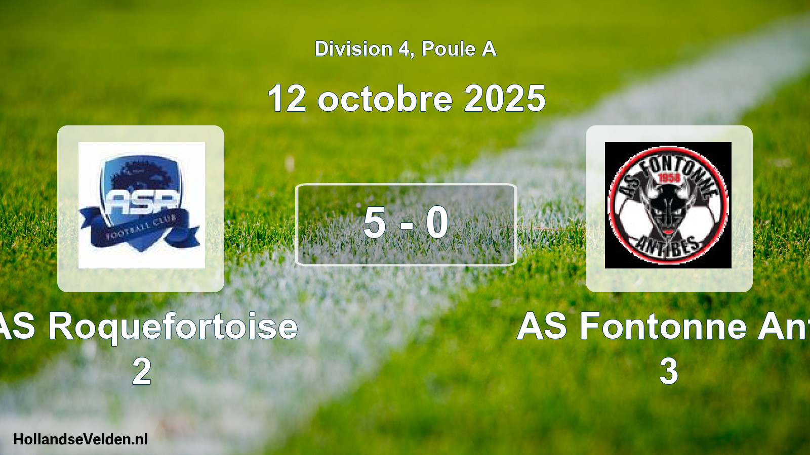 Total number of matches played: AS Roquefortoise 2 - AS Fontonne Ant 3 5 - 0 (12 October 2025)