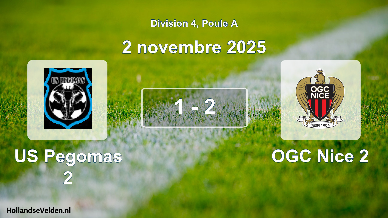Gespeelde wedstrijd: US Pegomas 2 - OGC Nice 2 1 - 2 (2 november 2025)