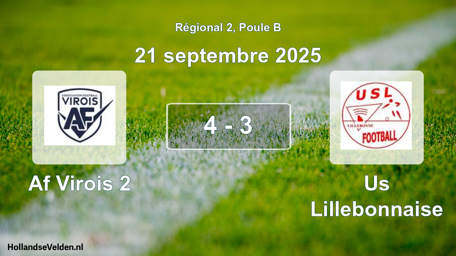 Gespeelde wedstrijd: Af Virois 2 - Us Lillebonnaise 4 - 3 (21 september 2025)