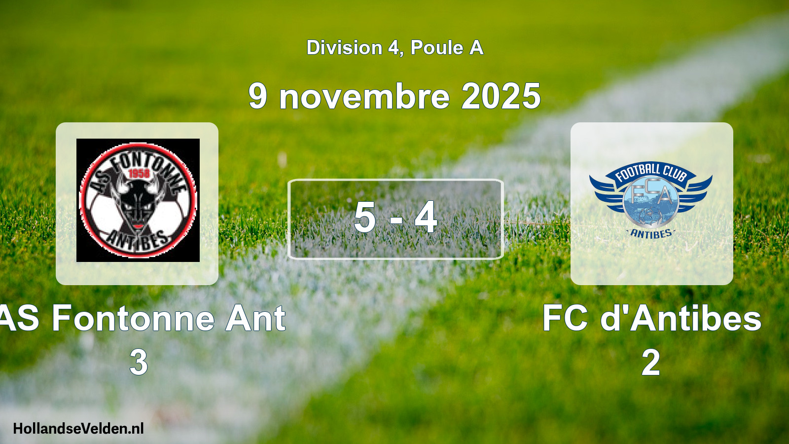 Match joué: AS Fontonne Ant 3 - FC d'Antibes 2 5 - 4 (9 novembre 2025)