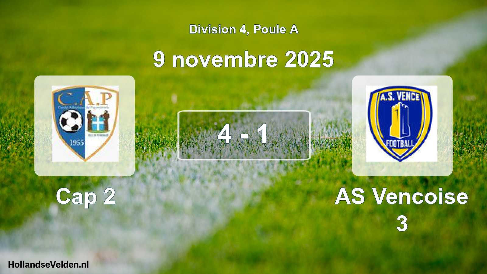 Match joué: Cap 2 - AS Vencoise 3 4 - 1 (9 novembre 2025)