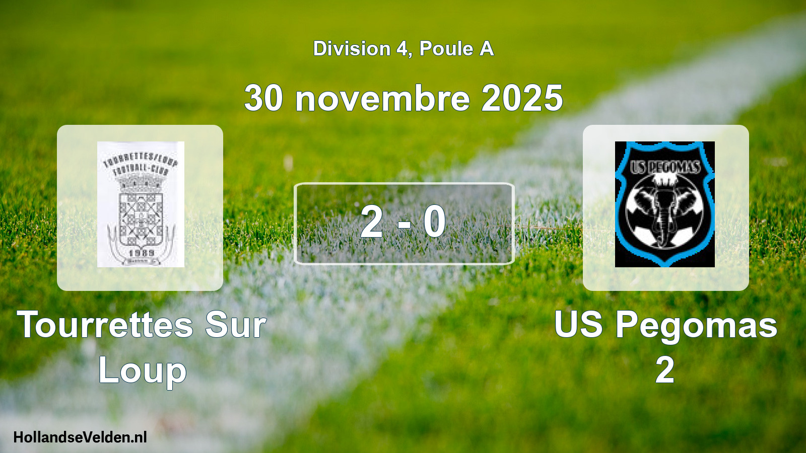 Gespeelde wedstrijd: Tourrettes Sur Loup - US Pegomas 2 2 - 0 (30 november 2025)