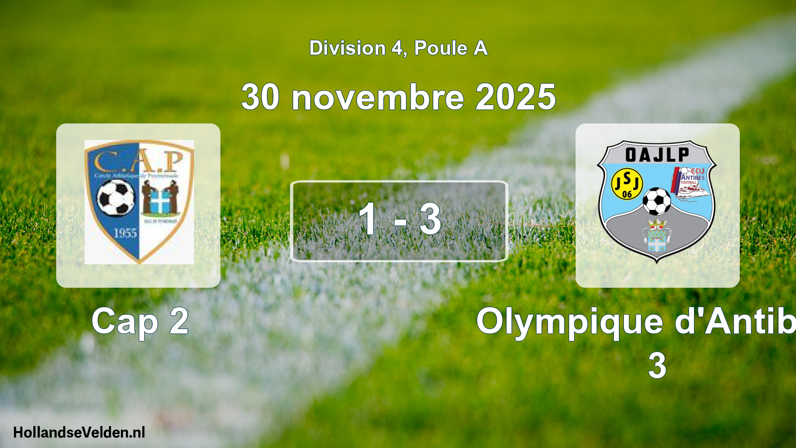Gespeelde wedstrijd: Cap 2 - Olympique d'Antibes 3 1 - 3 (30 november 2025)