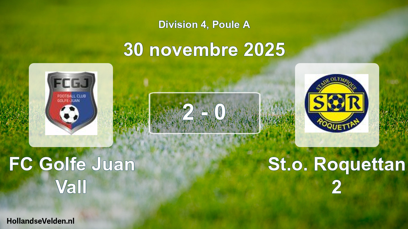 Match joué: FC Golfe Juan Vall - St.o. Roquettan 2 2 - 0 (30 novembre 2025)