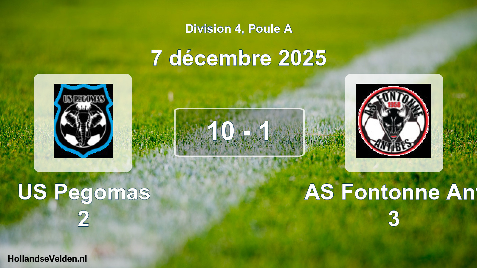 Match joué: US Pegomas 2 - AS Fontonne Ant 3 10 - 1 (7 décembre 2025)