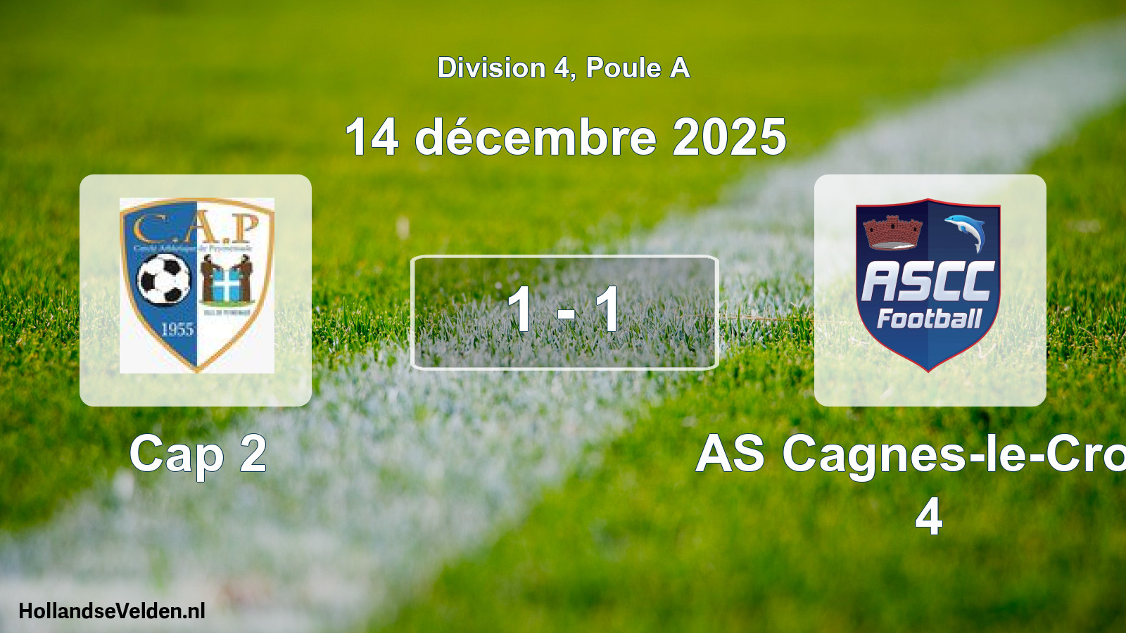 Match joué: Cap 2 - AS Cagnes-le-Cros 4 1 - 1 (14 décembre 2025)