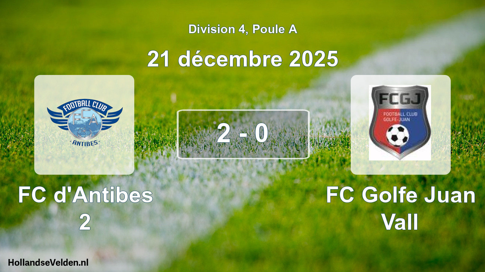 Match joué: FC d'Antibes 2 - FC Golfe Juan Vall 2 - 0 (21 décembre 2025)