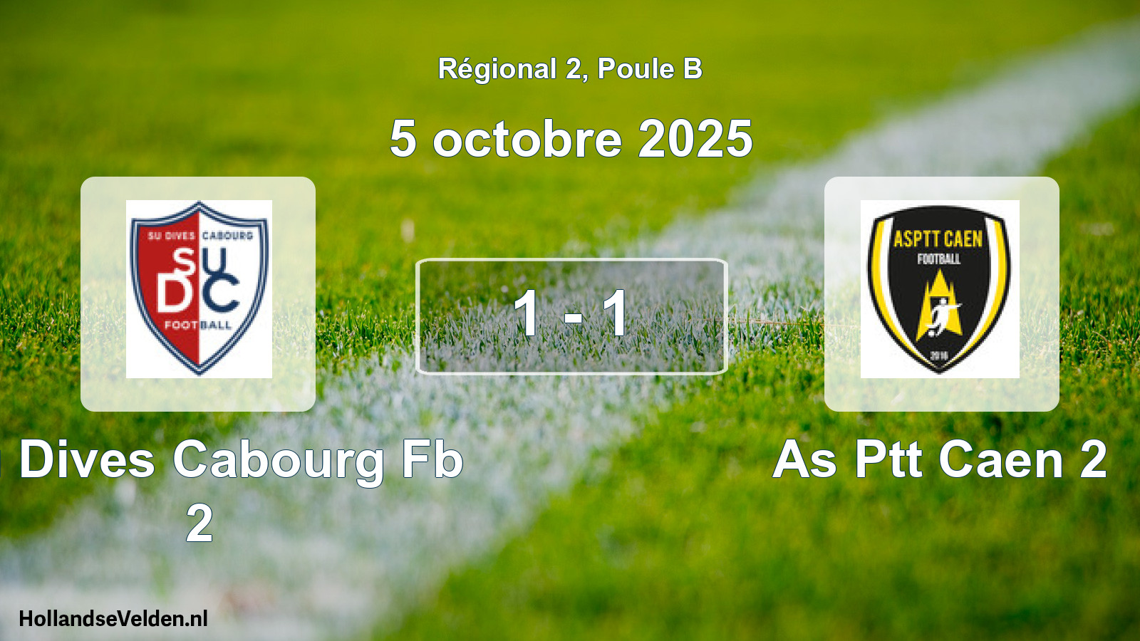 Total number of matches played: Su Dives Cabourg Fb 2 - As Ptt Caen 2 1 - 1 (5 October 2025)