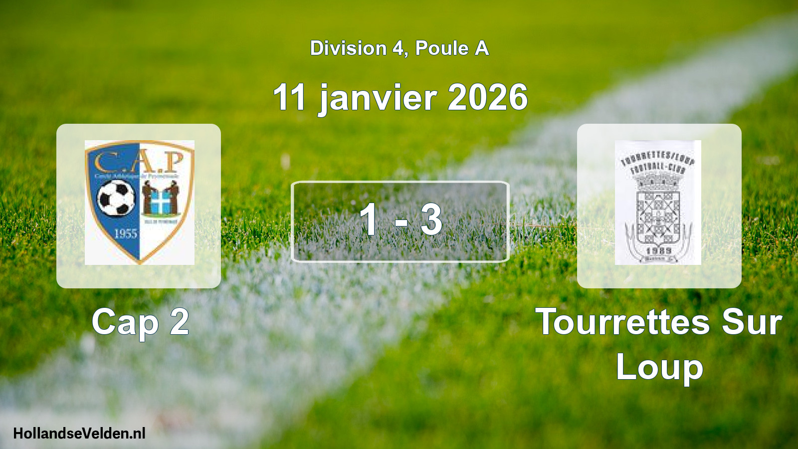 Total number of matches played: Cap 2 - Tourrettes Sur Loup 1 - 3 (11 January 2026)