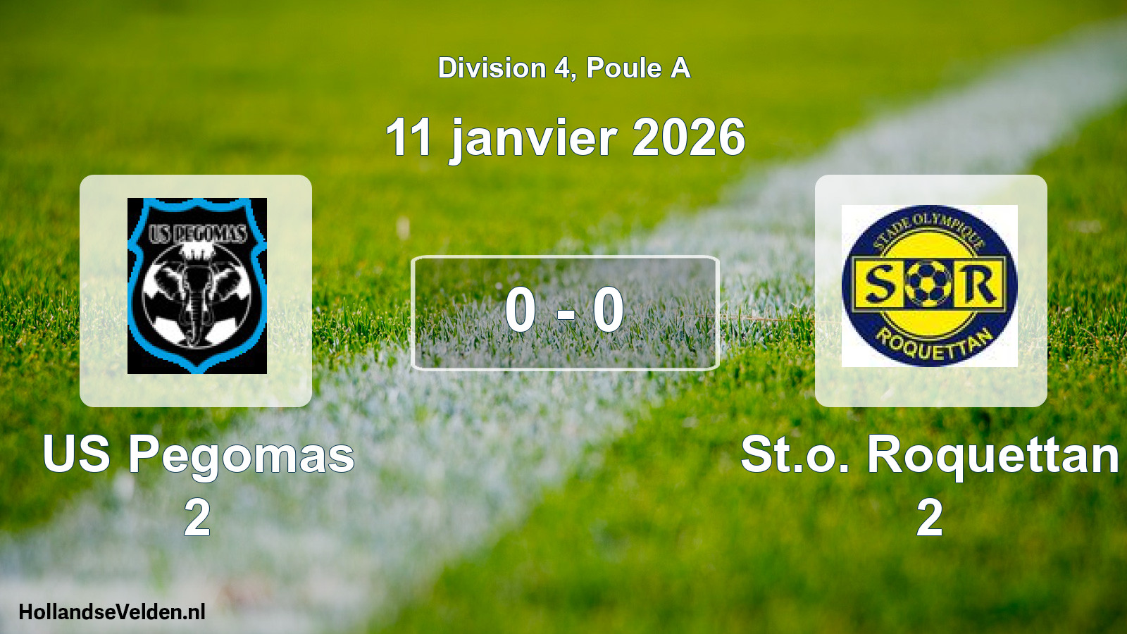 Match joué: US Pegomas 2 - St.o. Roquettan 2 0 - 0 (11 janvier 2026)