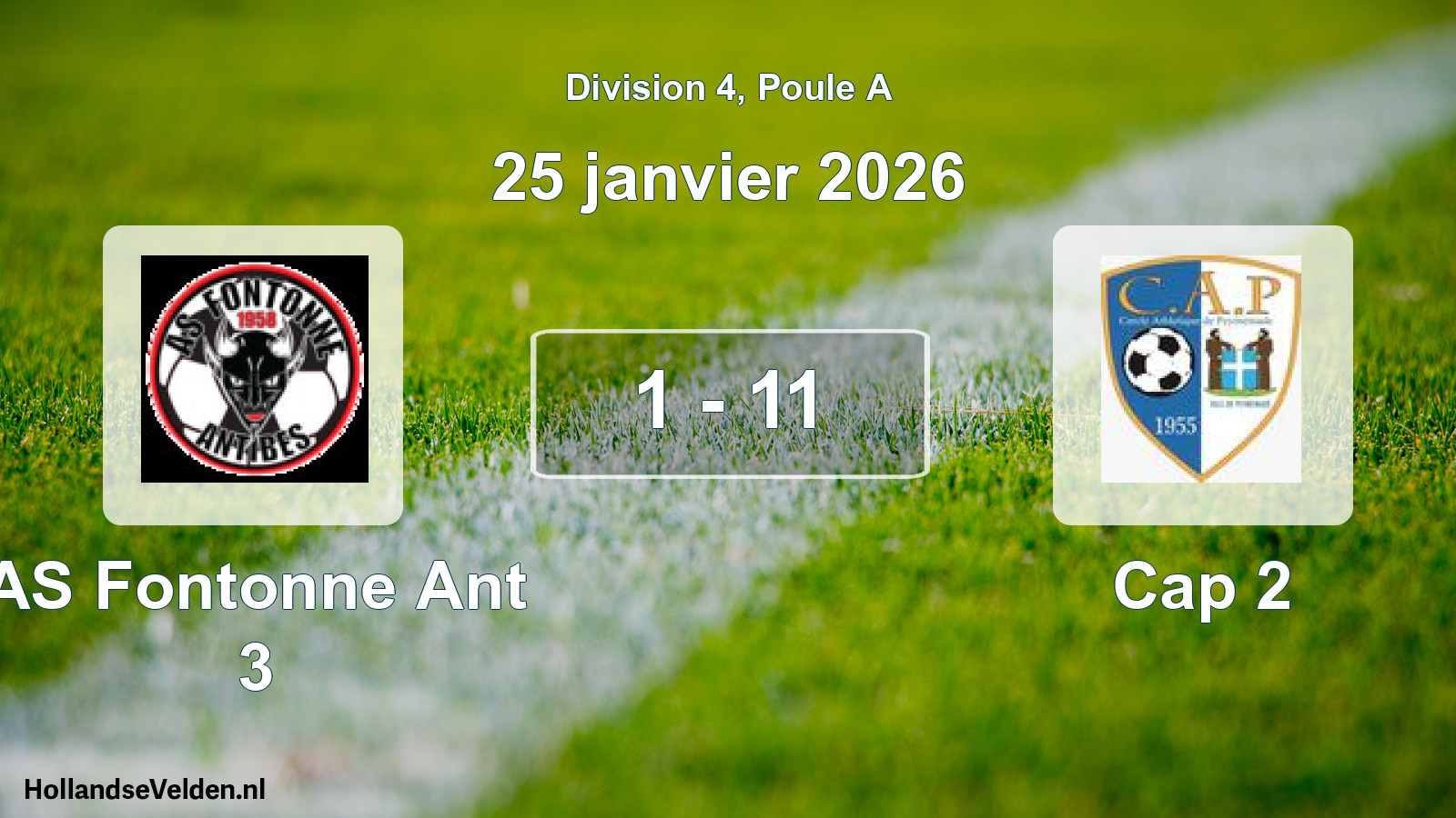 Match joué: AS Fontonne Ant 3 - Cap 2 1 - 11 (25 janvier 2026)