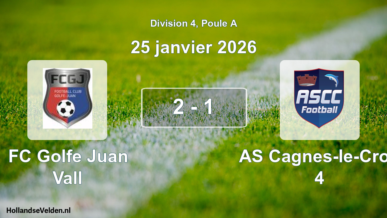 Match joué: FC Golfe Juan Vall - AS Cagnes-le-Cros 4 2 - 1 (25 janvier 2026)