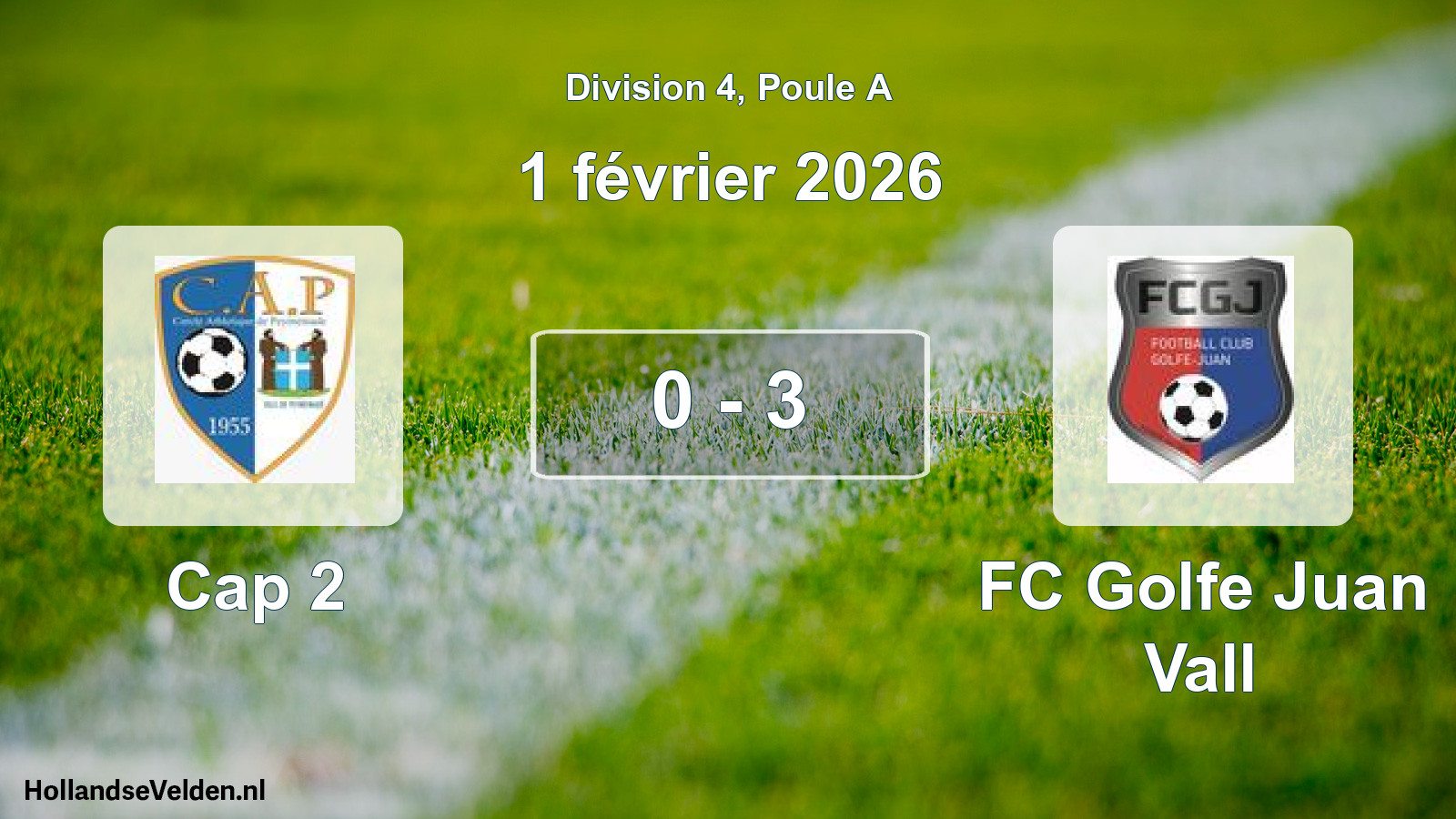 Match joué: Cap 2 - FC Golfe Juan Vall 0 - 3 (1 février 2026)