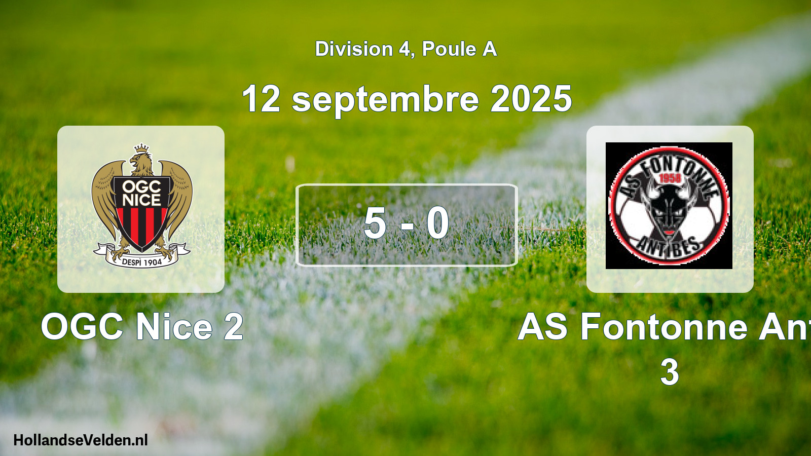 Match joué: OGC Nice 2 - AS Fontonne Ant 3 5 - 0 (12 septembre 2025)