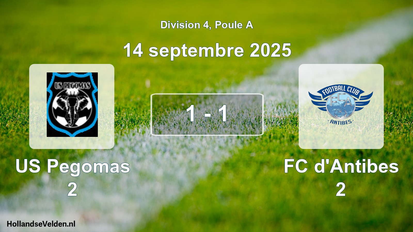 Match joué: US Pegomas 2 - FC d'Antibes 2 1 - 1 (14 septembre 2025)